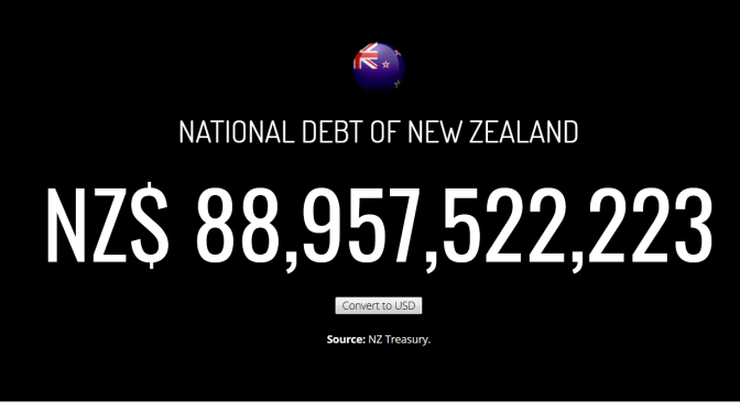 NZ’s current debt count is EIGHTY EIGHT BILLION dollars & climbing $135 per second Kiwis