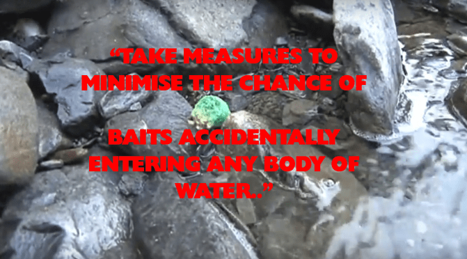 In NZ 1080 can now be dropped into any sized waterway: the manufacturer’s warning says NOT to drop it into waterways