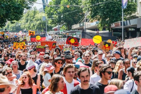 Aboriginals communities stage a protest on Australia Day