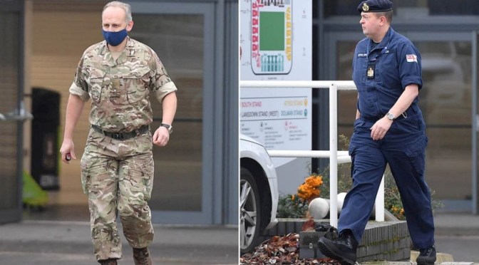 British army arrives at Bristol stadium for COVID vaccine roll-out “due to start next week”