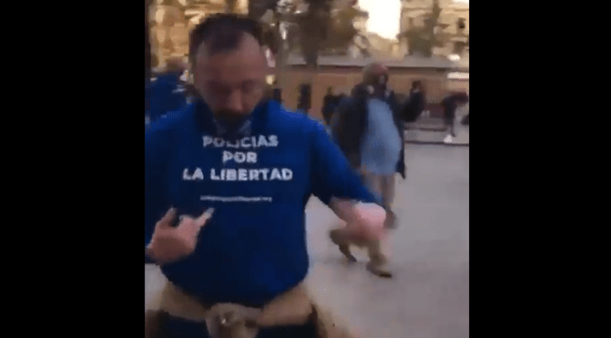 Police in Valencia march in protest against masks and COVID rules