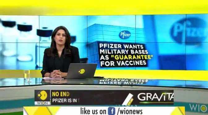 Pfizer exposed by major Indian Tv for extorting military bases and banks from governments in exchange for Covid Jabs