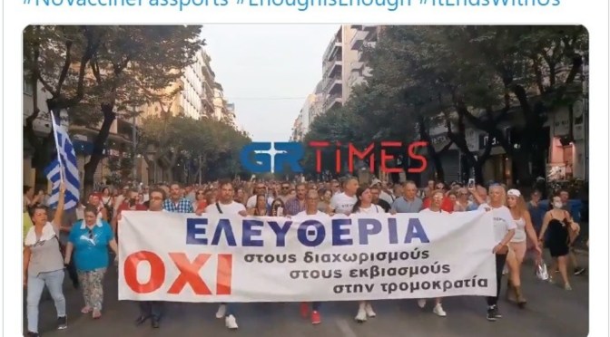 Mass Protests in Greece in Response to Unvaccinated Being Banned From Social Life