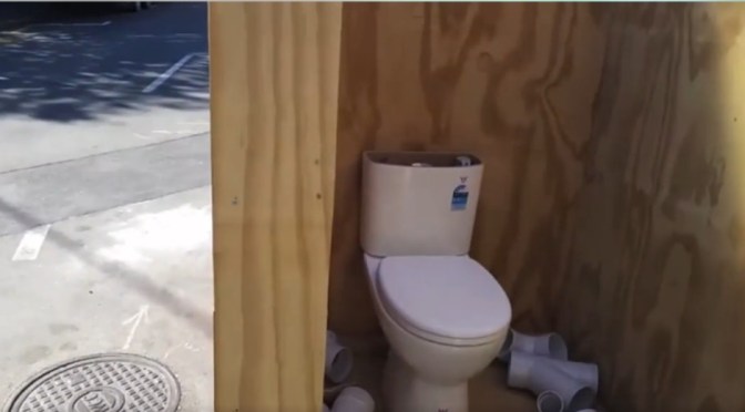 After NZ Police blocked the servicing of Portaloos at Freedom Village, innovative Pro-Fest  Kiwis built their own on site