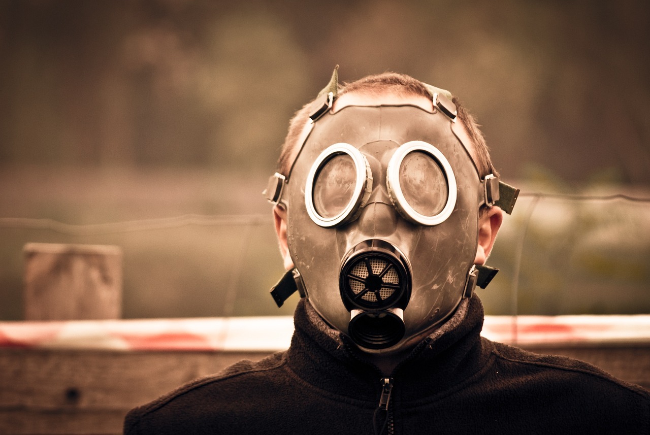 gas masked person