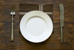 plate, napkin and knife and fork