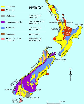 Map of geology of New Zealand
