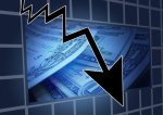 bank notes with chart arrow pointing down